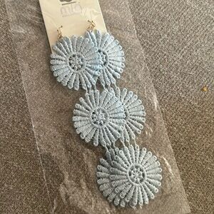 Mia Collection Blue Lace Floral Dangle Earrings Costume Jewelry